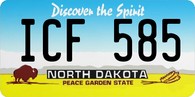ND license plate ICF585
