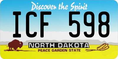 ND license plate ICF598