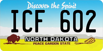 ND license plate ICF602