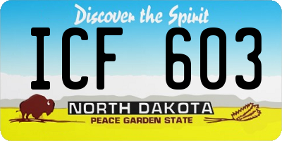 ND license plate ICF603