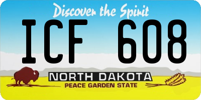ND license plate ICF608