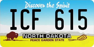ND license plate ICF615