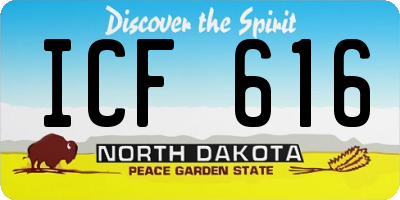 ND license plate ICF616