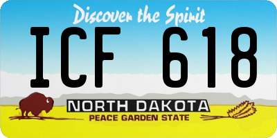 ND license plate ICF618