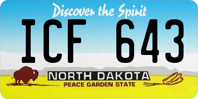 ND license plate ICF643