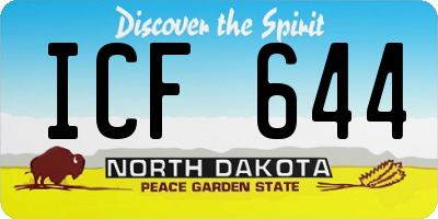 ND license plate ICF644