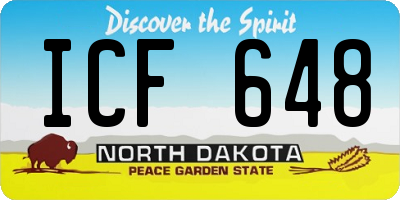 ND license plate ICF648