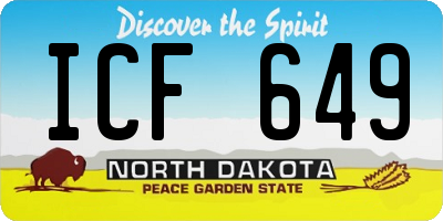 ND license plate ICF649