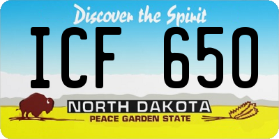 ND license plate ICF650
