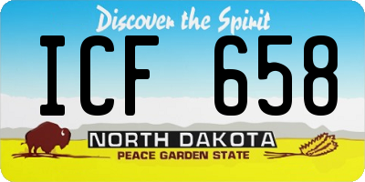 ND license plate ICF658