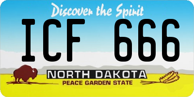 ND license plate ICF666