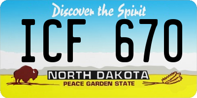 ND license plate ICF670