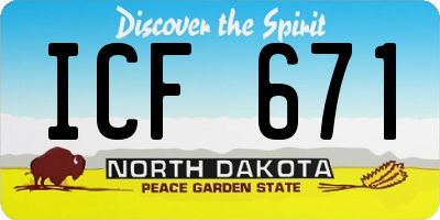 ND license plate ICF671