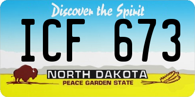 ND license plate ICF673