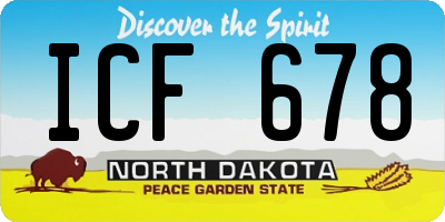 ND license plate ICF678