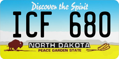 ND license plate ICF680
