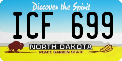 ND license plate ICF699