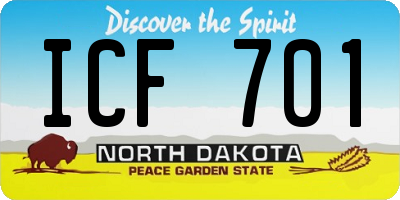ND license plate ICF701