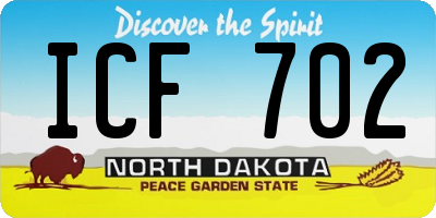 ND license plate ICF702