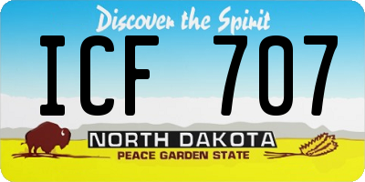 ND license plate ICF707