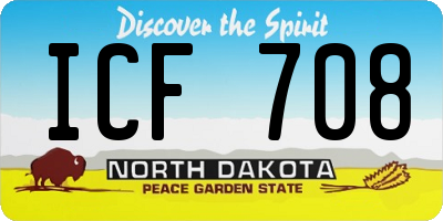 ND license plate ICF708