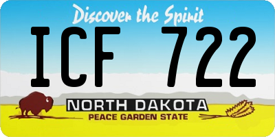 ND license plate ICF722