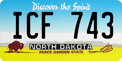 ND license plate ICF743
