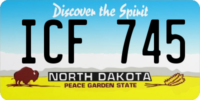 ND license plate ICF745