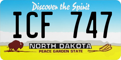 ND license plate ICF747