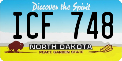 ND license plate ICF748