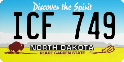 ND license plate ICF749