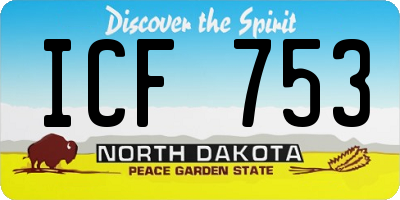 ND license plate ICF753