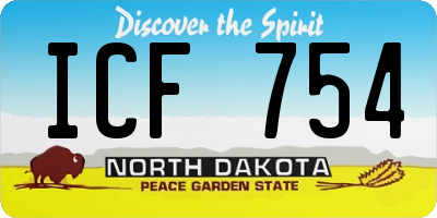 ND license plate ICF754