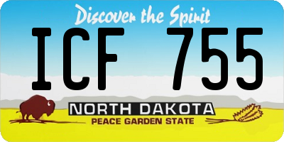 ND license plate ICF755