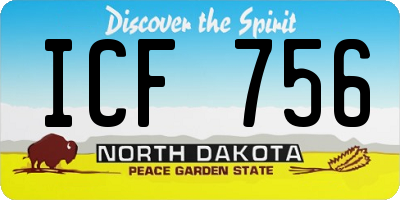 ND license plate ICF756