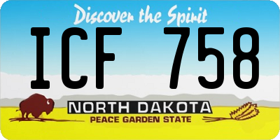 ND license plate ICF758