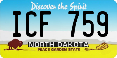 ND license plate ICF759