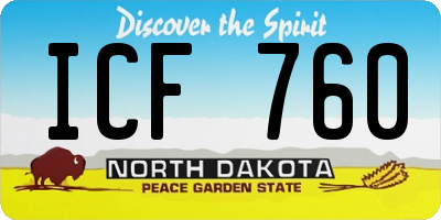 ND license plate ICF760