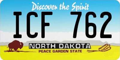 ND license plate ICF762