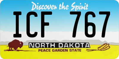 ND license plate ICF767