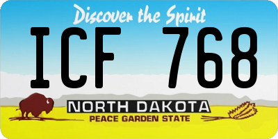 ND license plate ICF768