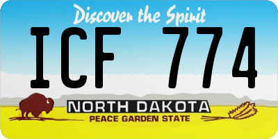ND license plate ICF774