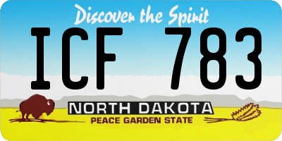 ND license plate ICF783