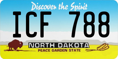 ND license plate ICF788