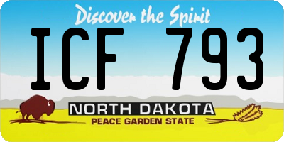 ND license plate ICF793