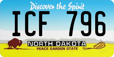 ND license plate ICF796