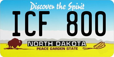 ND license plate ICF800