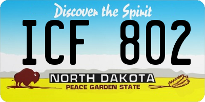 ND license plate ICF802