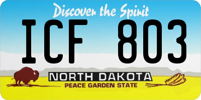 ND license plate ICF803