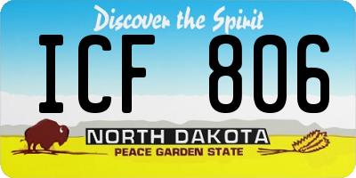 ND license plate ICF806